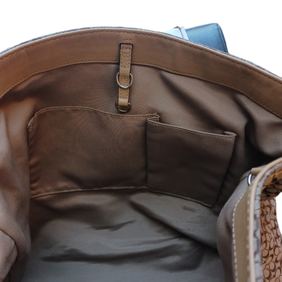 Coach Signature Jaquard and Suede Tan Hobo Shoulder Bag - Picture 7 of 13